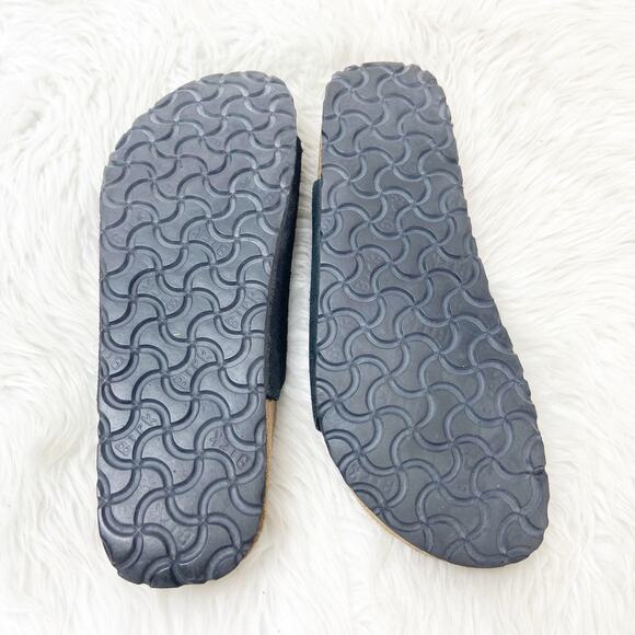 Betula Birkenstock 40 9 US Womens 7 US Mens Black Suede Leather Arizona Sandals - Picture 10 of 12